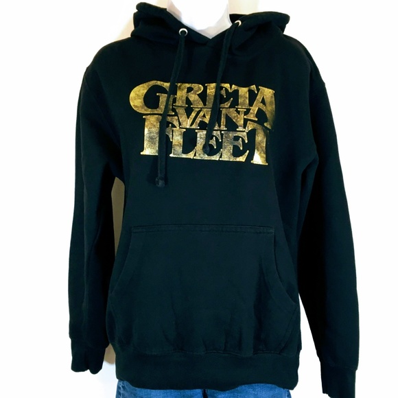Greta Van Fleet Old Gold Logo Womans Hoodie Sweatshirt Sweaters Blouse Tops Pockets Greta Van Fleet Old Gold Logo Womans Hoodie Sweatshirt Sweaters Blouse Tops Pockets